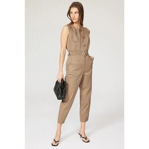 Thakoon Collective Khaki Button-Front Cropped Jumpsuit – Size 6
